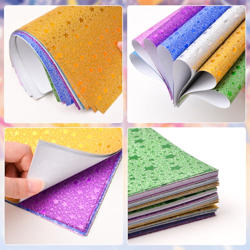 URROMA Glitter Origami - 84pcs Pentagram Pattern Pearlescent Handcraft Paper, 15CM, Star - Image 3