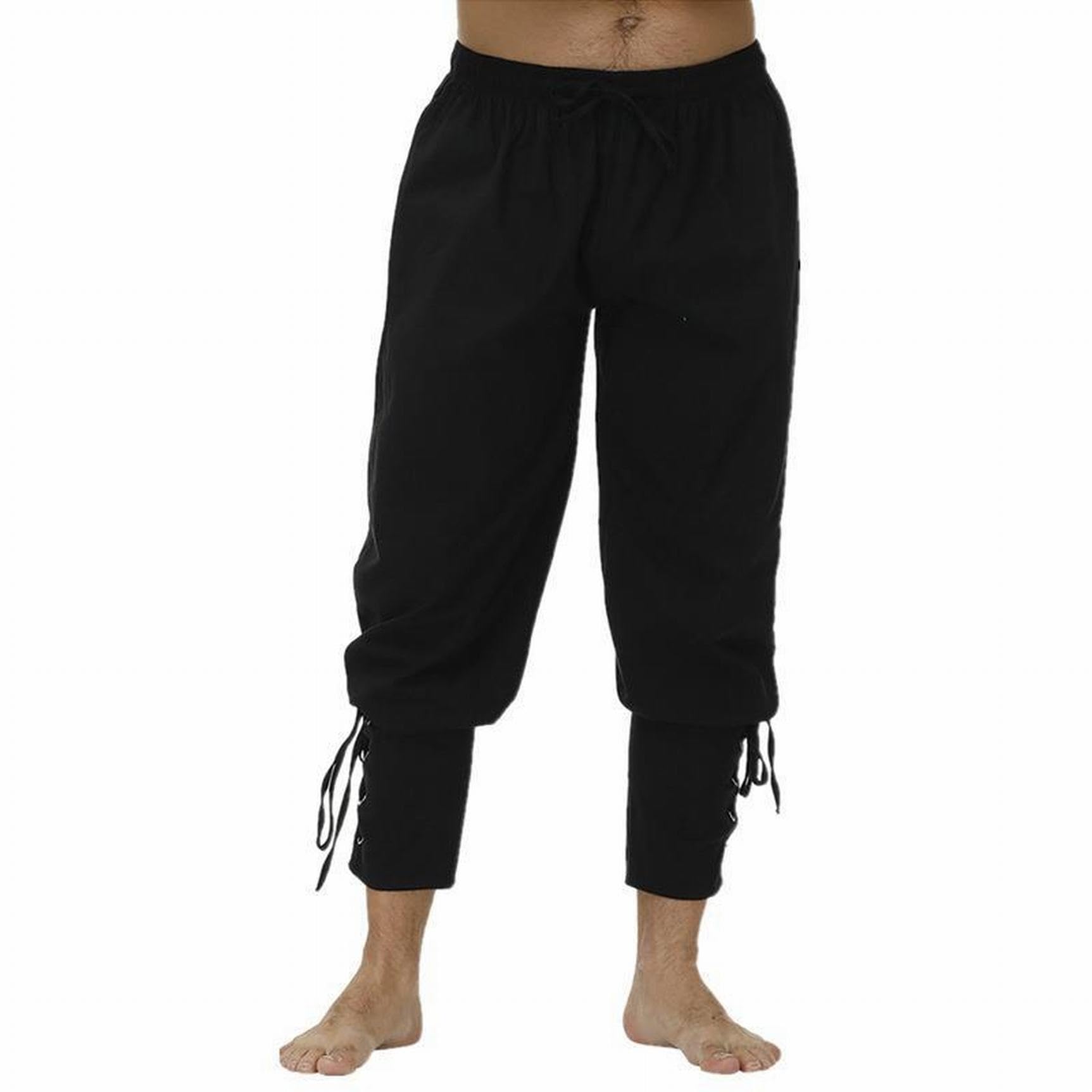 Hombre Pantalón Medieval Pantalones Largos de Lino Casual Estilo Punk Traje de Pirata Halloween
