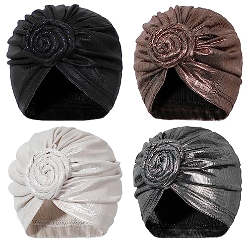 Image of KYNARI Turban Head Wraps for Women, Pretied Stretch Bonnet Hair Wrap | African Knot Turban Hats Pre Twist Headwear Soft Head Scarf Elastic and Breathable Head Covering Cancer Caps for Black Women