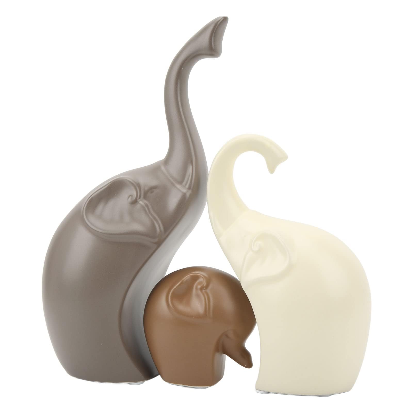 Sculture di Elefanti in Ceramica, Coppia di Elefanti Moderni per Ufficio e Libreria