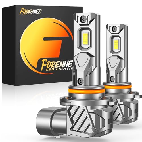 FORENNER 9005/HB3 Light Bulbs 900% Ultra-Brighter 6500K Cool White 1:1 Mini Size 9005 Fog Light Bulbs 10-Year Lifespan Plug-N-Play Direct Fit IP68 Waterproof 2-Pack.