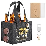 XIEJ Witzige Ruhestand Geschenk Männerhandtasche Bier, Filz Flaschentasche 6 Flaschen, Biergeschenke für Männer, Rente Geschenk Mann Biertasche für Kollegen Freund Opa mit Flaschenöffner, Karte