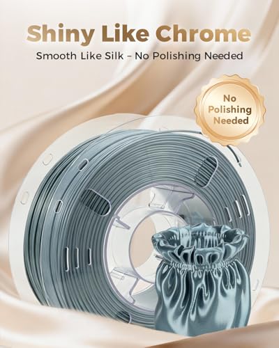 Image of VOXELAB Silk+ PLA Filament 1.75mm, Shiny Chrome-Like Finish with Enhanced Layer Adhesion, 1kg (2.2lbs) for Most FDM 3D Printers, Smooth & Flawless Printing(Gray)