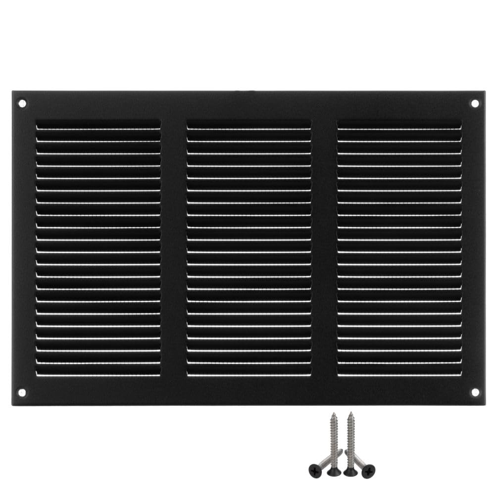 LIRAST 300x200mm Vent Cover Anthracite - 12x8 inch Wall Vent Cover with Insect Mesh - Ceiling Soffit Vents - External Vent Cover - Metal Ventilation Grilles - Air Vent Covers for Walls