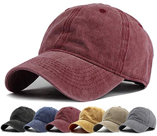 Image of HH HOFNEN Baseball Cap Washed Cotton Unstructured Vintage Hat for Men Women | Unisex Sports Ball Caps Sun Protection Adjustable Outdoor Curved-Brim Dad Hat Classic Plain Cap