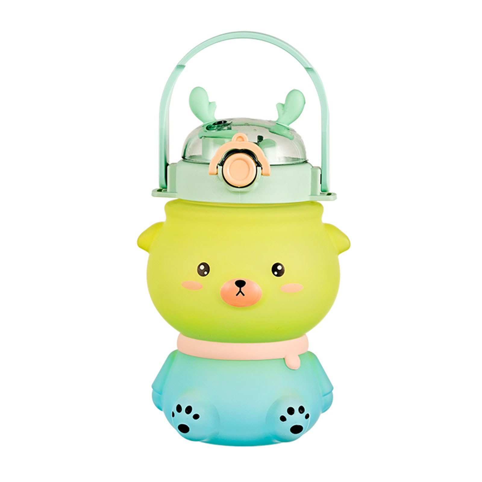 Hsioluted Cartoon Cute Deer Water Bottles Portable Cup LeakProofs Drink Bottles with Straw & Belt Sports Drinkings