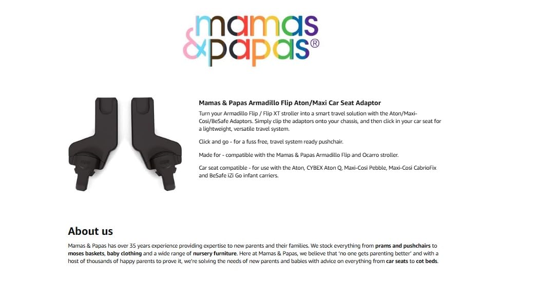 Mamas & Papas Adattatore per seggiolino auto Armadillo Flip Aton/Maxi,159925300, nero
