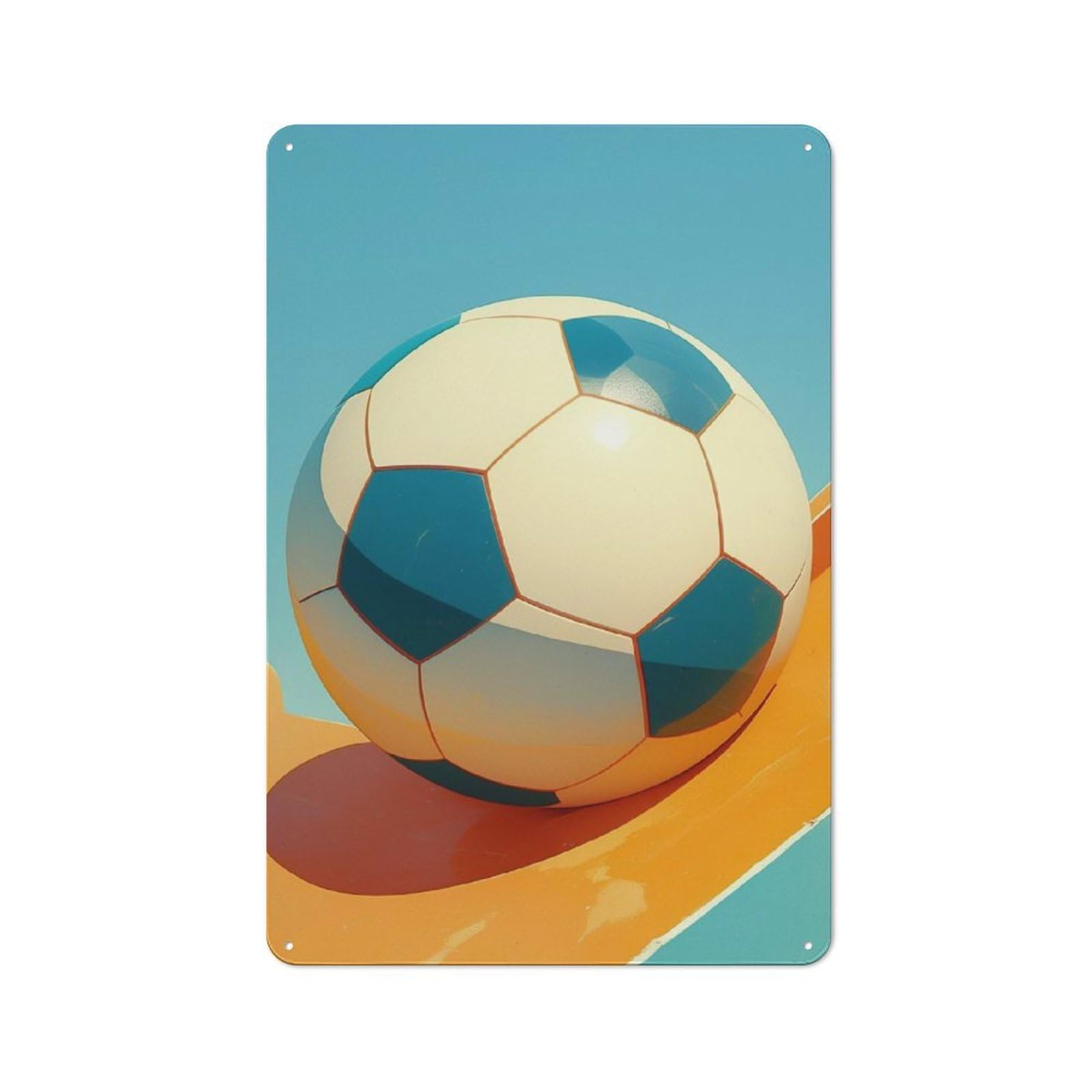 Junmoney Soccer Ball On Ramp 30X20cm Retro Metal Plaque With For Garage Or Workshop, Housewarming Present For People Styling Garage And Workshop