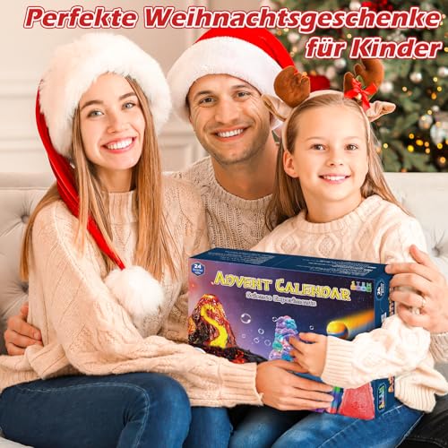 Experimente Adventskalender 2025 Kinder - 24-tägiger Weihnachtskalender mit Kristalle Züchten, Edelsteinen,Chemie-Sets | STEM Lernspielzeug ab 4-6-8-12 Jahre für Jungen Mädchen | Geschenk Idee