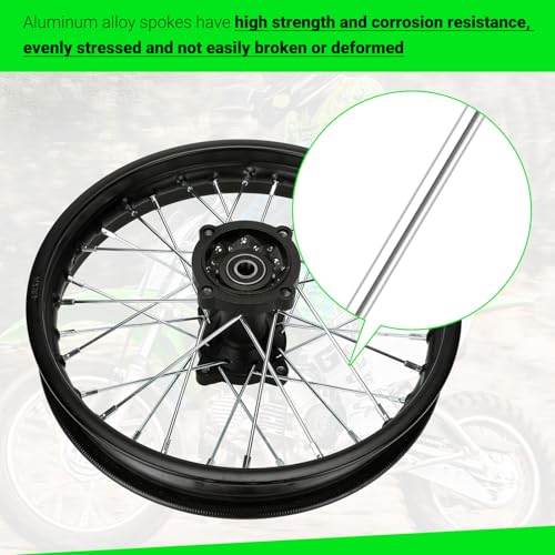 XIKOBY 1.85x14 Rear Wheel Rim and 12mm Bearings Strip Kit fit 90/100-14 3.00-14 14 Inch Dirt Pit Bike Tire KLX125 KX85 TTR125 YZ80 RM80 Taotao DB17 SR150 DR90 Apollo 125 Motorcycle Parts (15mm Axle)