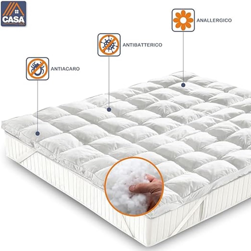 Topper Bed in Microsfere 5 cm – Coprimaterasso Trapuntato e Soffice, 100% Anallergico e Traspirante, corregge i difetti del materasso singolo 85x200x5 cm