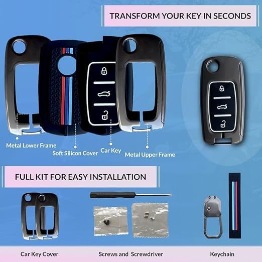 Image of NEODRIFT 'KeyShield' Car Key Cover for Skoda Kushaq (Shape 01, 03 Buttons)