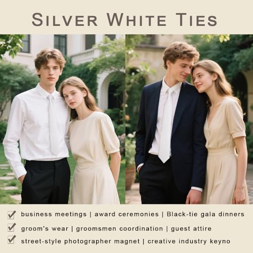Image of Enlision Ties for Men Solid Color 3.35 inch Formal Business Necktie Classic Satin Mens Wedding Party Ties