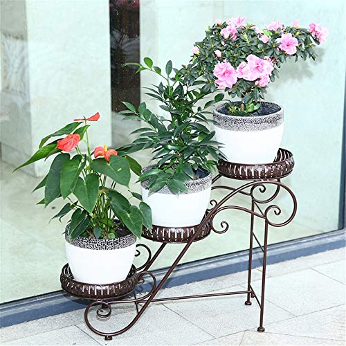 YAzNdom Flower Stand Freestanding Metal Round Factory Container Pot Rack Succulent Flower Stand (Color : Ancient copper, Size : 68 * 24 * 51cm)