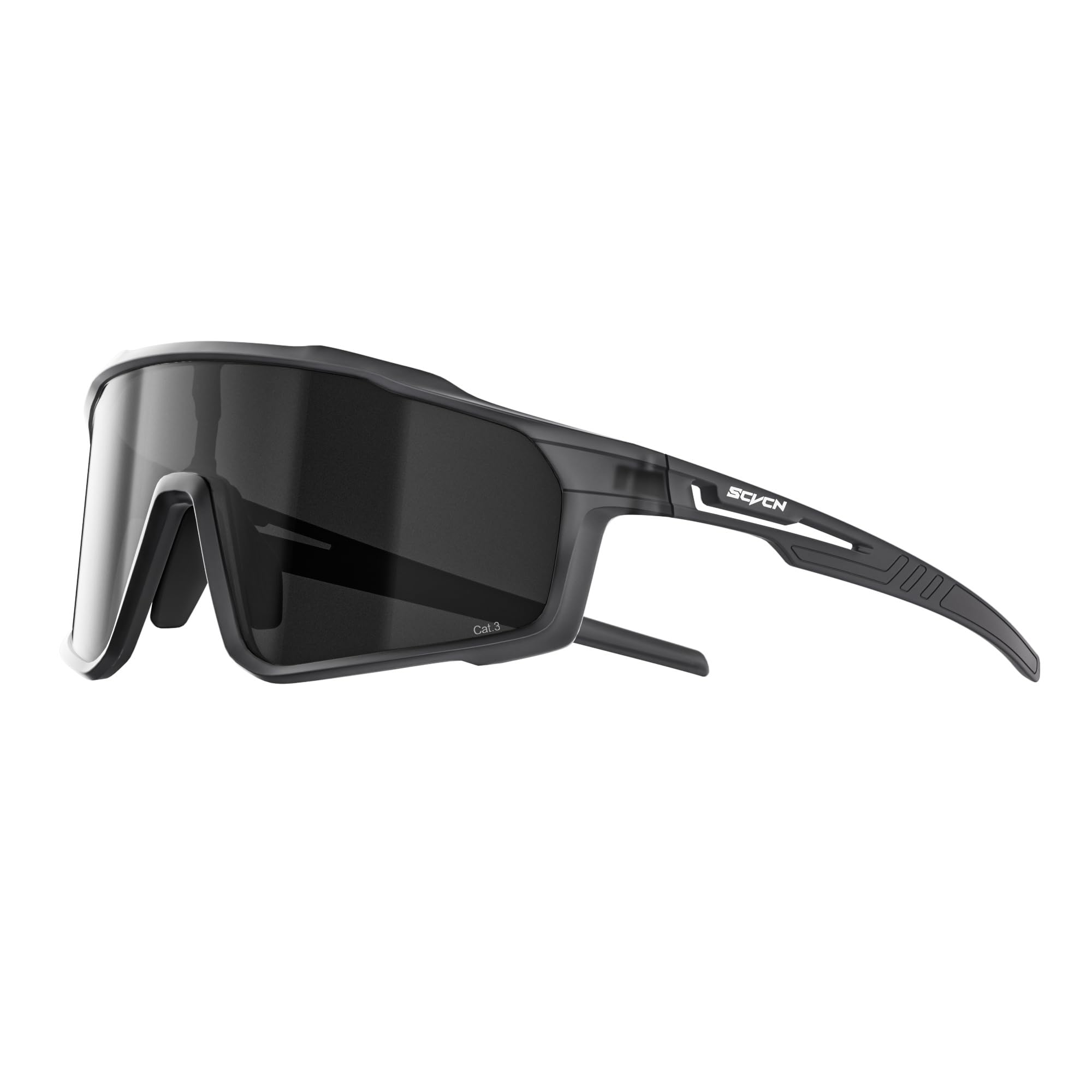 SCVCN Occhiali da Ciclismo Uomo Donna UV400, Occhiali Sportivi con Lente PC a Schermo Ampio e Naselli Regolabili per Bici, MTB e Corsa S1413