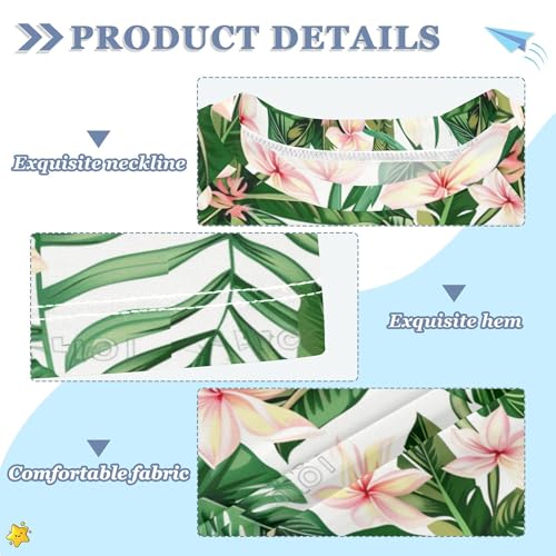 Green Tropical Leaves Girls Bathing Suit Sun Protection Athletic Tops Swimwear Beach Tops 3T3
