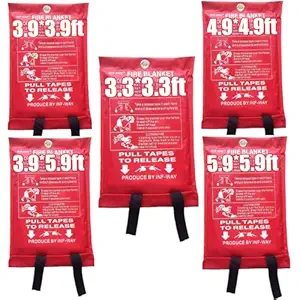 Inf-way Fire Blanket, Fiberglass Fire Flame Retardent Emergency Surival Fire Shelter Safety Cover (LS 47.2'x70.9')