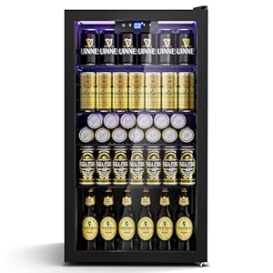 TRIUMPHKEY 95L Getränkekühlschrank mit Klima KÜHLUNG | Neu: Gleichmäßige Kühlung & frostfrei | 4 verstellbare Ablagen für 130 Dosen | Für Bar, Büro & Haushalt