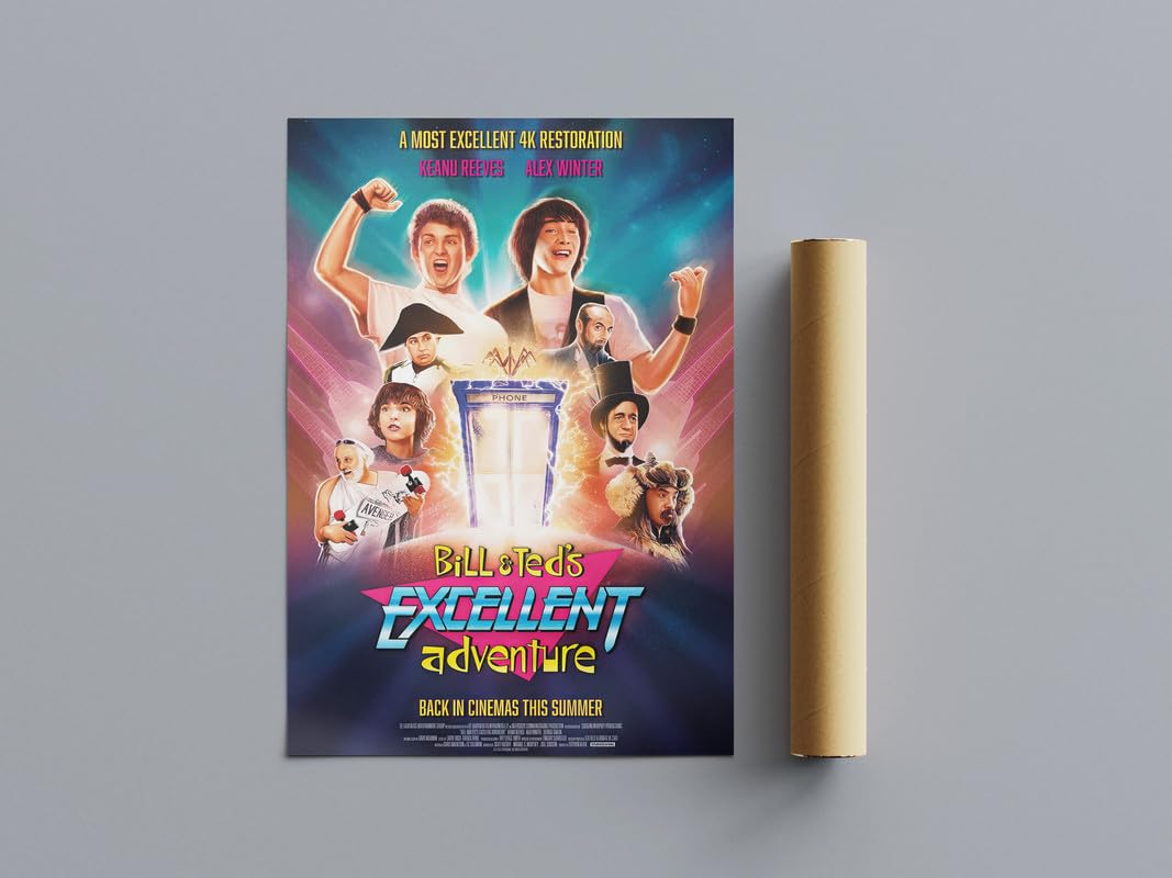 Pixie Posters Multi Colour 80S Classic Movie Posters Bill Teds Excellent Adventure Wall Art (A2 Size 42Cmx59.4cm)