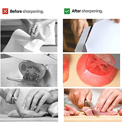 Whetstone, NELOMO Knife Sharpening Stone Set 400/1000 3000/8000 Grit 4 Side Knife Sharpener Stone Wet Water Stone Kit with Non-Slip Oak Base Leather Strop Angle Guide Flattening Stone