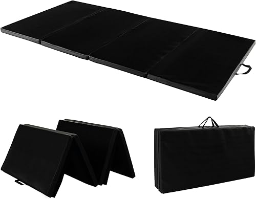 Giantex Colchoneta de gimnasia de 8 x 4 x 2 pulgadas, tapete plegable con asas de transporte, funda de piel sintética desmontable para yoga,