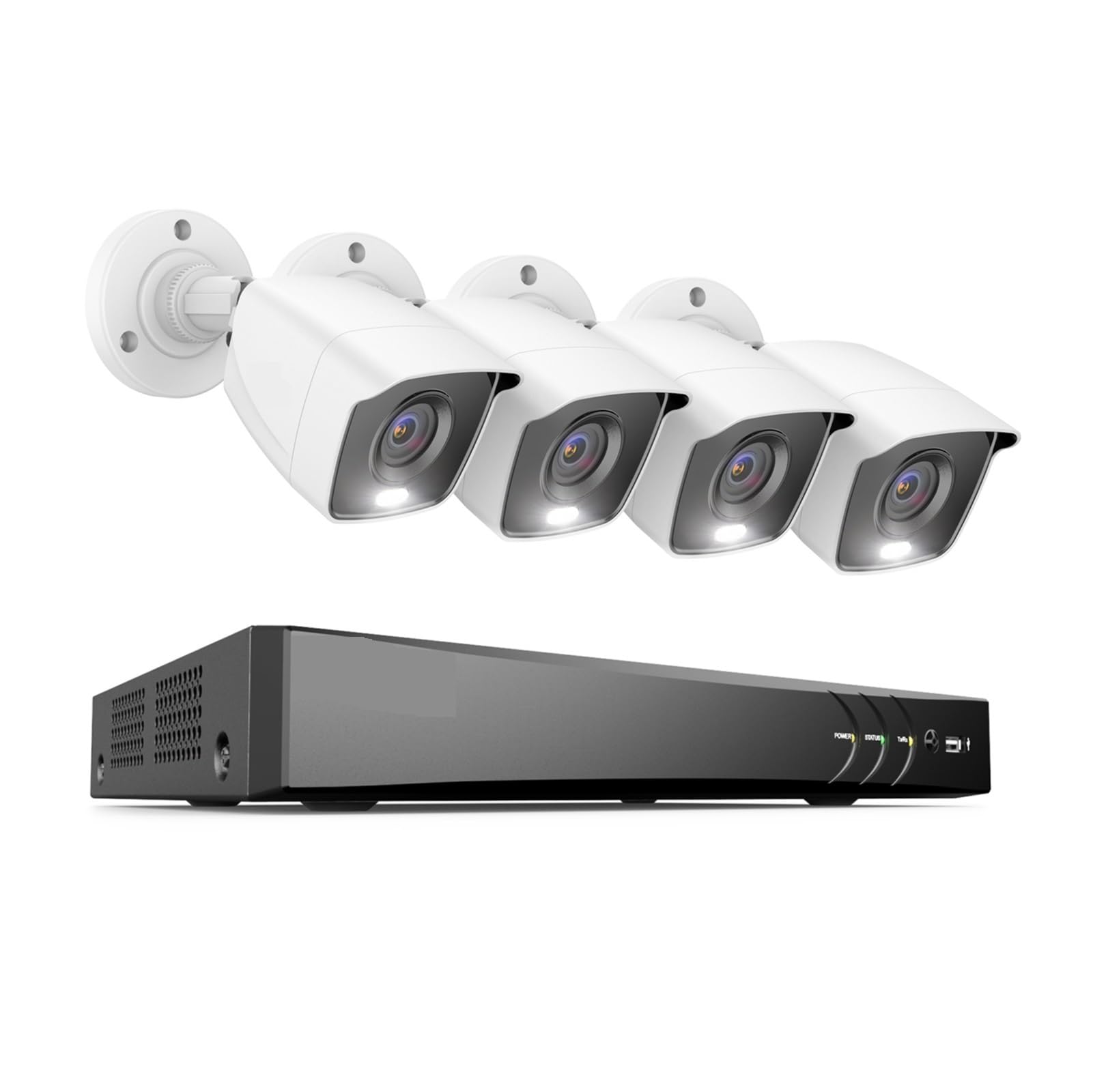 Kit Video Surveillance, Kit DVR 4K Ultra HD 8CH H.265 + système de sécurité CCTV 4 pièces système de vidéosurveillance 8MP IR Kit de vidéosurveillance Nocturne extérieure(2T)