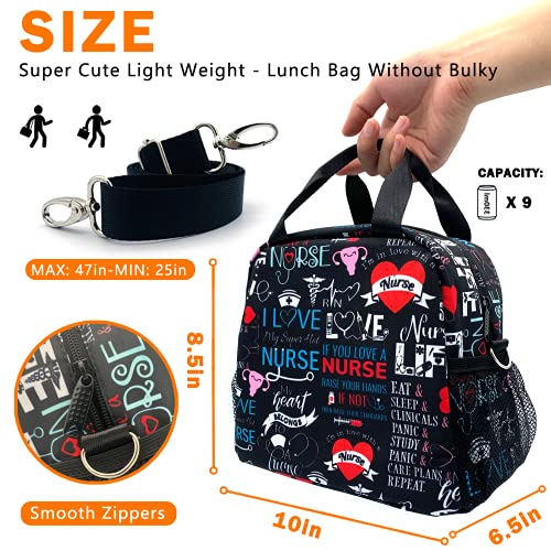 Nurse Lunch Bag Insulated Lunch Box Small Lunch Tote Bags with Water Bottle Holder, Adjustable & Removable Shoulder Strap Lunch Box for Women Men - Image 3