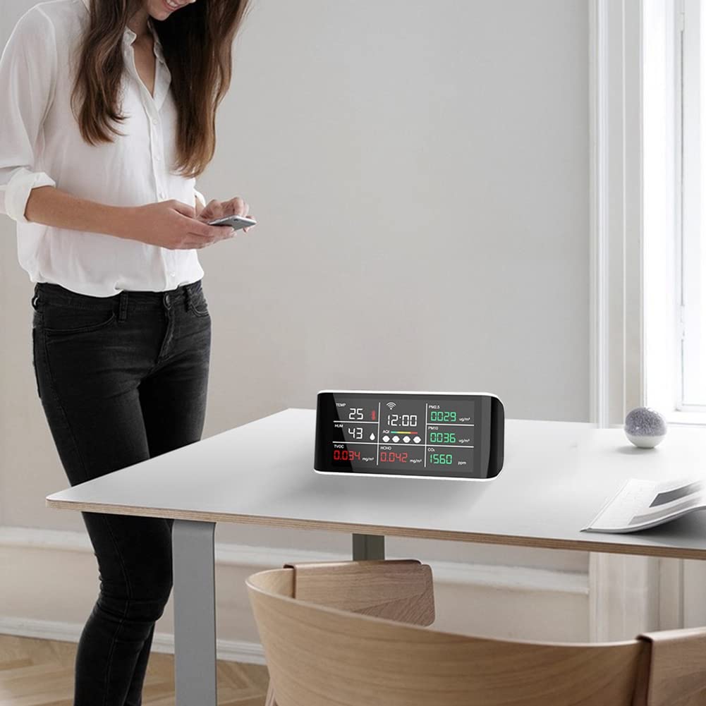 Analizador de CO2 PM2.5 HCHO TOVC WIFI Temperatura Humedad Detector Infrarrojo NDIR Analizador de Aire Multifuncional