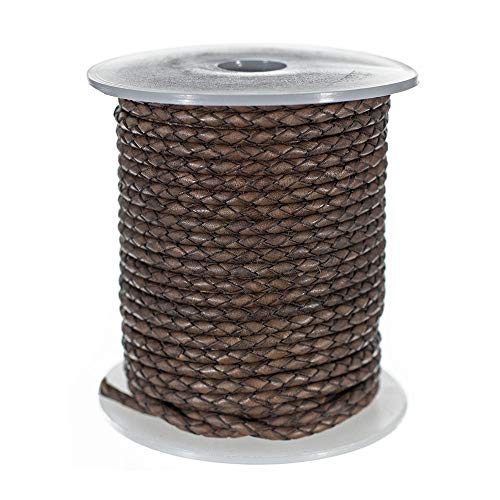 1 Roll Round Braided Cord - Folded Bolo PU Braid- Use for Necklace, Bracelets, Jewelry, Bolo Tie, and More (Dark Brown, 3mm x 5 Yards)