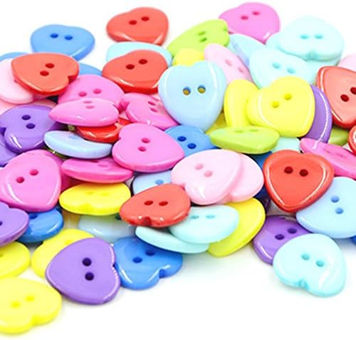100 x daliuing Buttons Heart-Shaped Coat Shirt Buckle Children's Manual Buttons for DIY Crafts Knitting Sewing Baby Cloth Accessories Multicolor 14-15MM