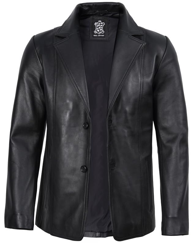 Image of Decrum Mens Leather Blazer - Real Lambskin Stylish Casual Leather Blazer Jackets for Men
