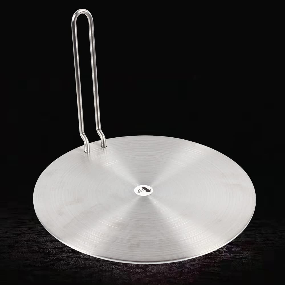Iindukcyjna płyta adapterowa, stal nierdzewna, 24 cm, adapter indukcyjny, wielofunkcyjna płyta rozdzielająca ciepło z uchwytem, płyta adaptera do kuchenek indukcyjnych, garnków i patelni, takich jak