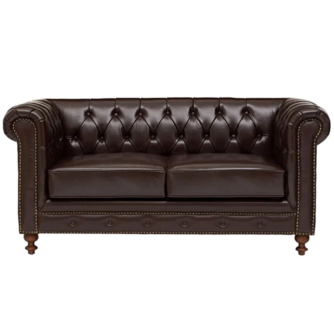 INTERIOR FURNITURE | Hand-Made Velvet 2 Seater Modern Chesterfield Button Tufted Sofa for Living Room, Office, Hallway, Bedroom(Coffee Brown Leather) 2-Person Sofa-picture-27