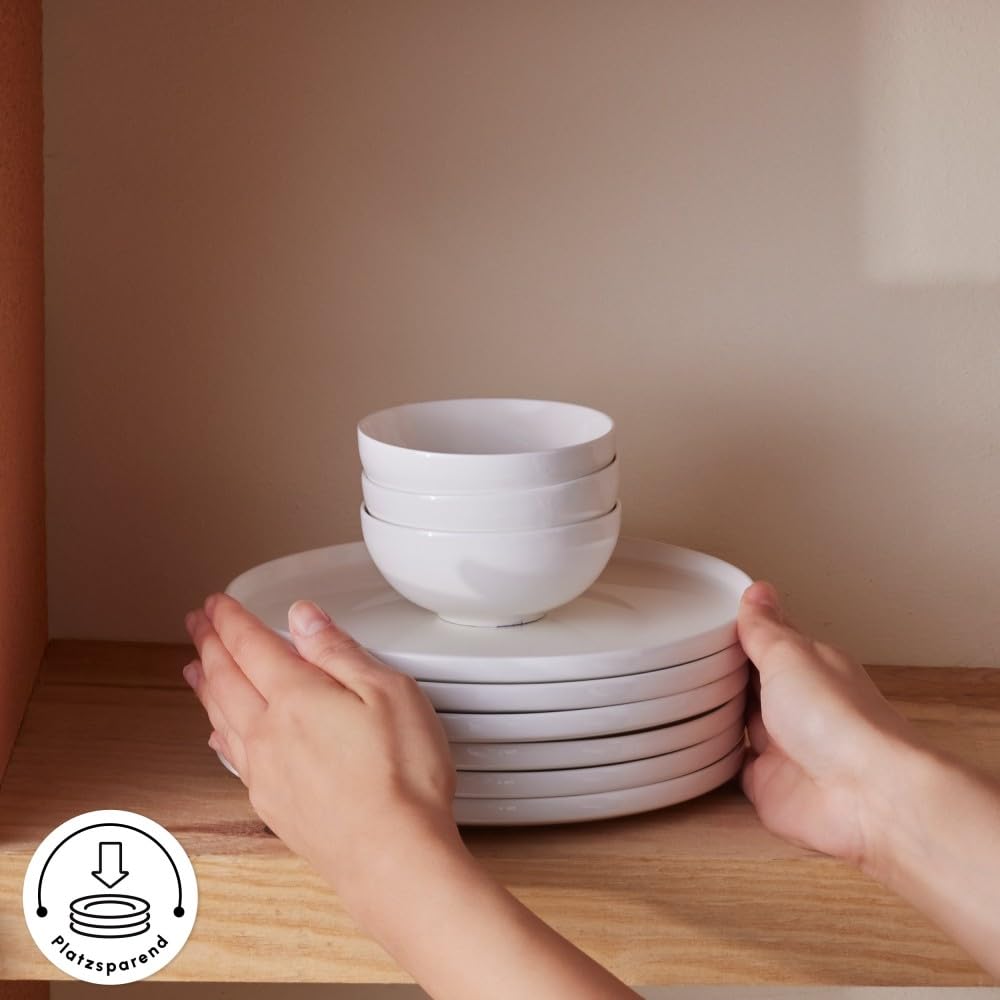 Karaca Forever Bone Fika - Set Colazione 22 Pezzi, Set Piatti Moderni per 6 Persone, Servizio Piatti in Porcellana per Brunch, Formaggi e Marmellate - Bianco