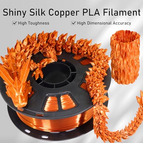Image of Silk Metallic Shiny Copper 3D Printer Filament, 1.75mm PLA 3D Printing Material 1kg 2.2lbs /Spool,for FDM 3D Printer