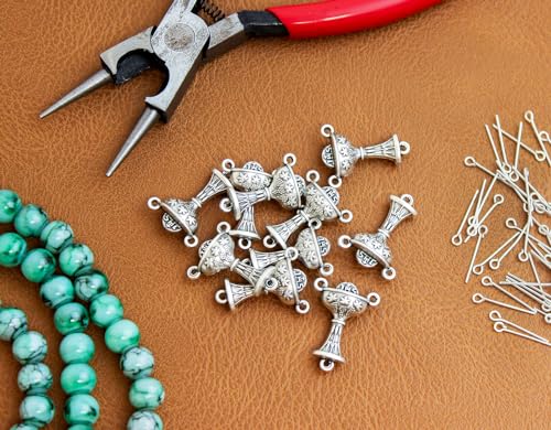Pack of 10 - First Holy Communion Chalice Sacrament Rosary Center Piece Rosary Connector, 7/8" Silver Oxidized - Made in Italy3