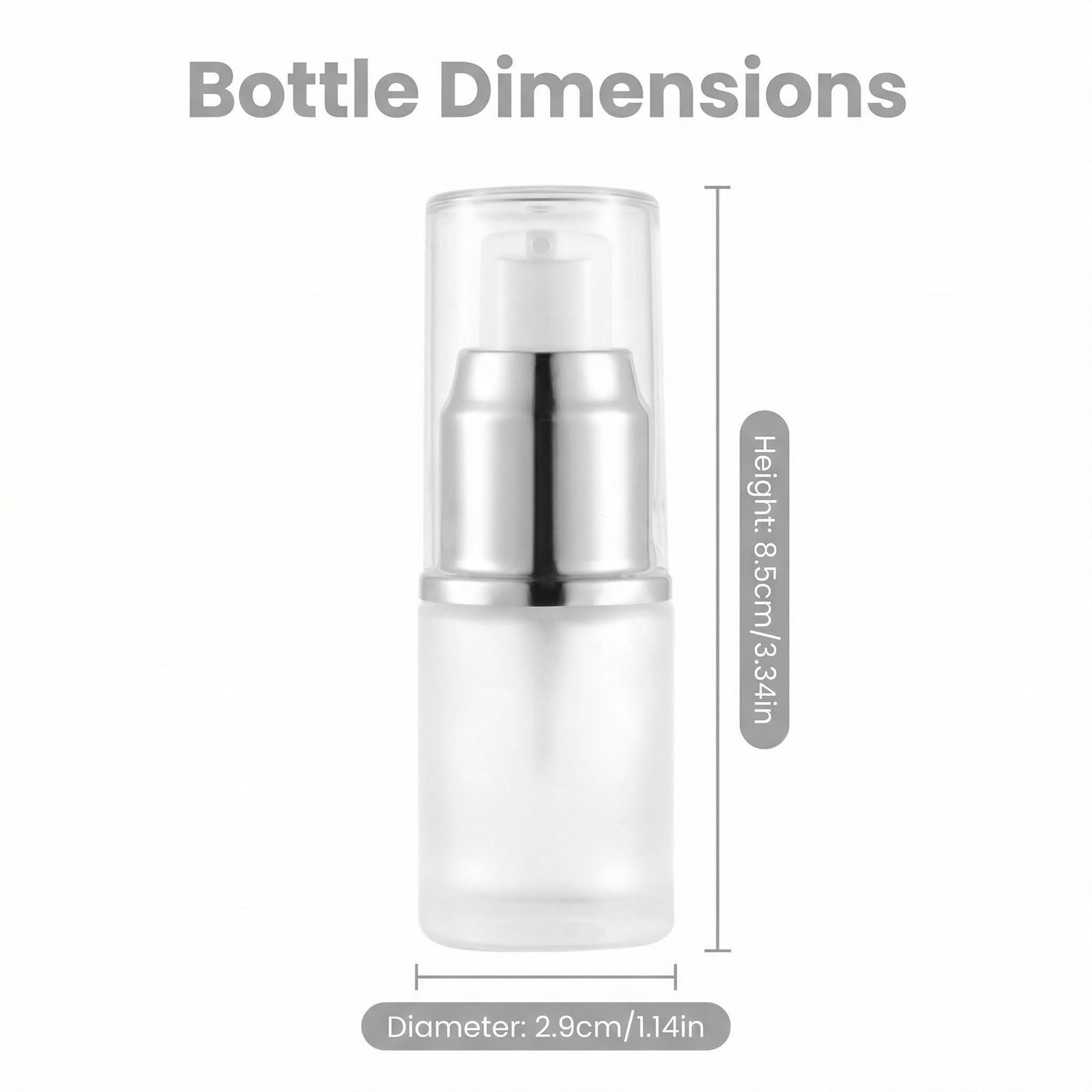 Happyupcity 3 flaconi vuoti da 15 ml in vetro smerigliato trasparente con pompa per lozioni, cosmetici, contenitori da viaggio, dispenser per crema, emulsione, fondotinta, toner