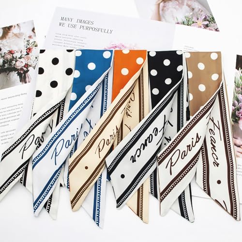 7 Pack Purse Scarf Set,Silk Ribbon Scarves for Bags Head Scarf for Handbag Handle Scarf Band Hair Neck Scarf for Women Fashion Holiday Gifts Wrapping,644