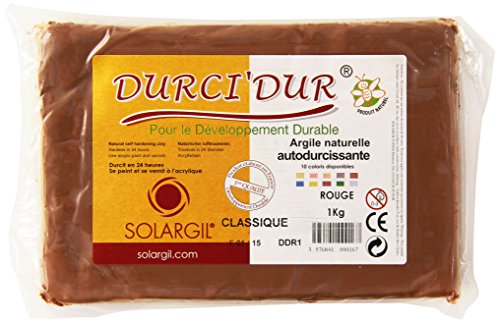 Solargil 667941 Argile Naturelle Autodurcissante Durci'Dur Pain de 1 Kg Rouge