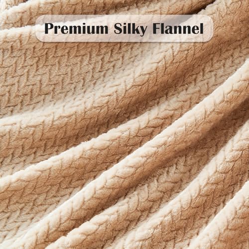 NEWCOSPLAY Flanell Decke Sofa Kuscheldecke Weizenohren Muster sofadecke Super weich und kuschelig Sofaüberwurf Braun-Wohndecke 130x150 cm… – Ansicht 5