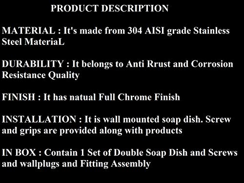 Image of USF Premium Soap Holder for Bathroom, 304 Grade Stainless Steel Double Soap Dish, Wall Mounted & Modern Utility Structure, Chrome Finish, 25 Years Warranty, Pack of 1 - Orizon