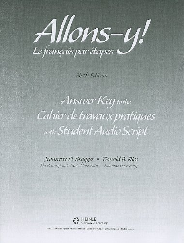 Workbook/Lab Manual Answer Key for Allons-y!: Le Français par etapes, 6th