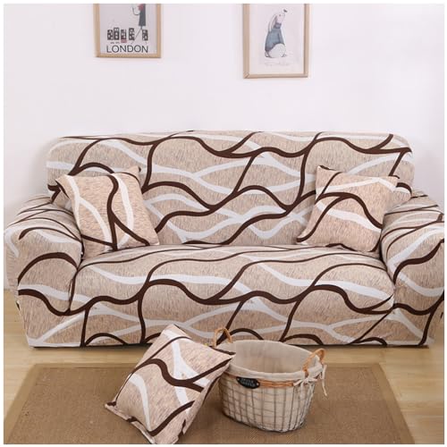 Hggzeg Stretch Sofa Cover, High Elastic Fabric 1 2 3 Seater Couch Slipcover, Washable Printed Pattern Loveseat Settee, Universal Non Slip Couch Cover Furniture Protector Cover(2-Seater Sofa)