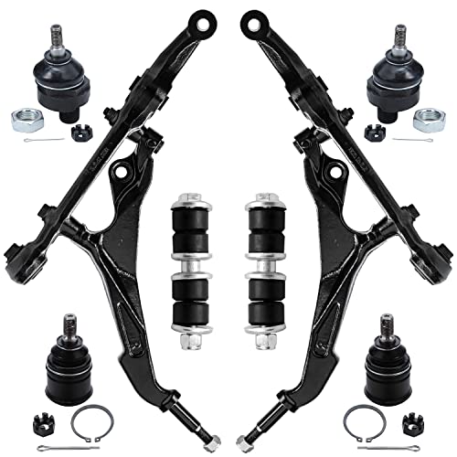 Image of Detroit Axle - 8pc Front End Suspension Kit for 1992-1995 Honda Civic, 1993-1997 Civic Del Sol, 1994-2001 Integra 2 Lower Control Arms 4 Upper & Lower Ball Joints 2 Sway Bar Links Replacement