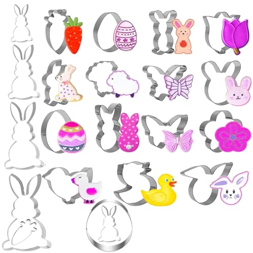 Plätzchen Ausstecher, 22 Stück Ausstechformen Set Mini, Keksausstecher Aus Edelstahl, Ausstecher Für Tortendekorationen, Zuckerkuchen,Und Kekse,Schmetterlinge, Enten, Küken, Kaninchen, Karotten