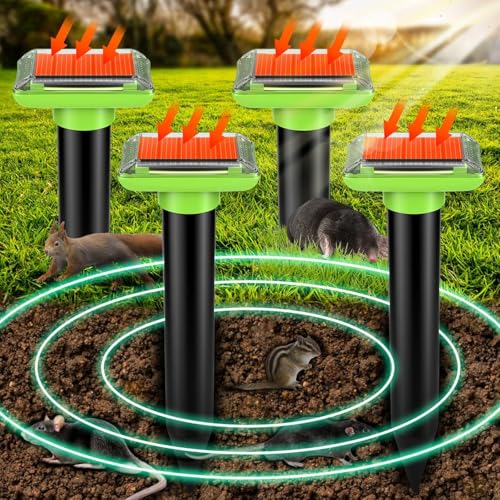 Preisvergleich Produktbild Mole Repeller, Solar Maulwurfschreck, Ultraschall Maulwurfschreck für Vertreiben Wühlmäuse, wühlmäuse vertreiben,Maulwürfe vertreibens, Wühlmausschreck, Maulwurf vertreiber (4 Stück)