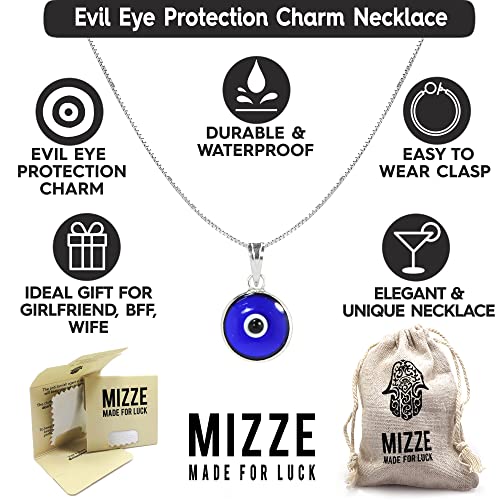 PICK YOUR CHARM - Blue Red or White Evil Eye Protection Charm Pendant on 20 Inch Silver Box Chain Necklace for Men & Women - Evil Eye Jewelry in 925 Sterling Silver2