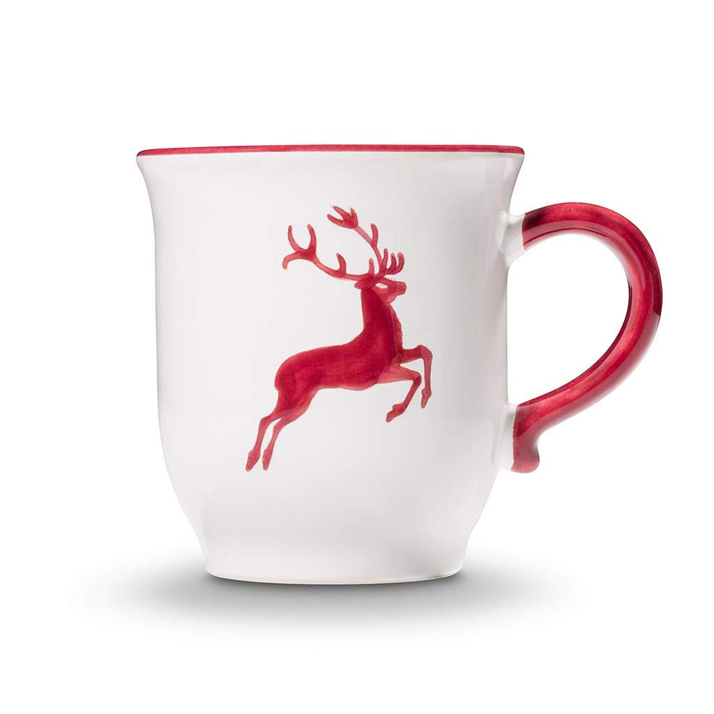 GMUNDNER KERAMIK Schokotasse, Volumen: 300 ml, Bordeauxroter Hirsch, handgemachte Keramik aus Österreich