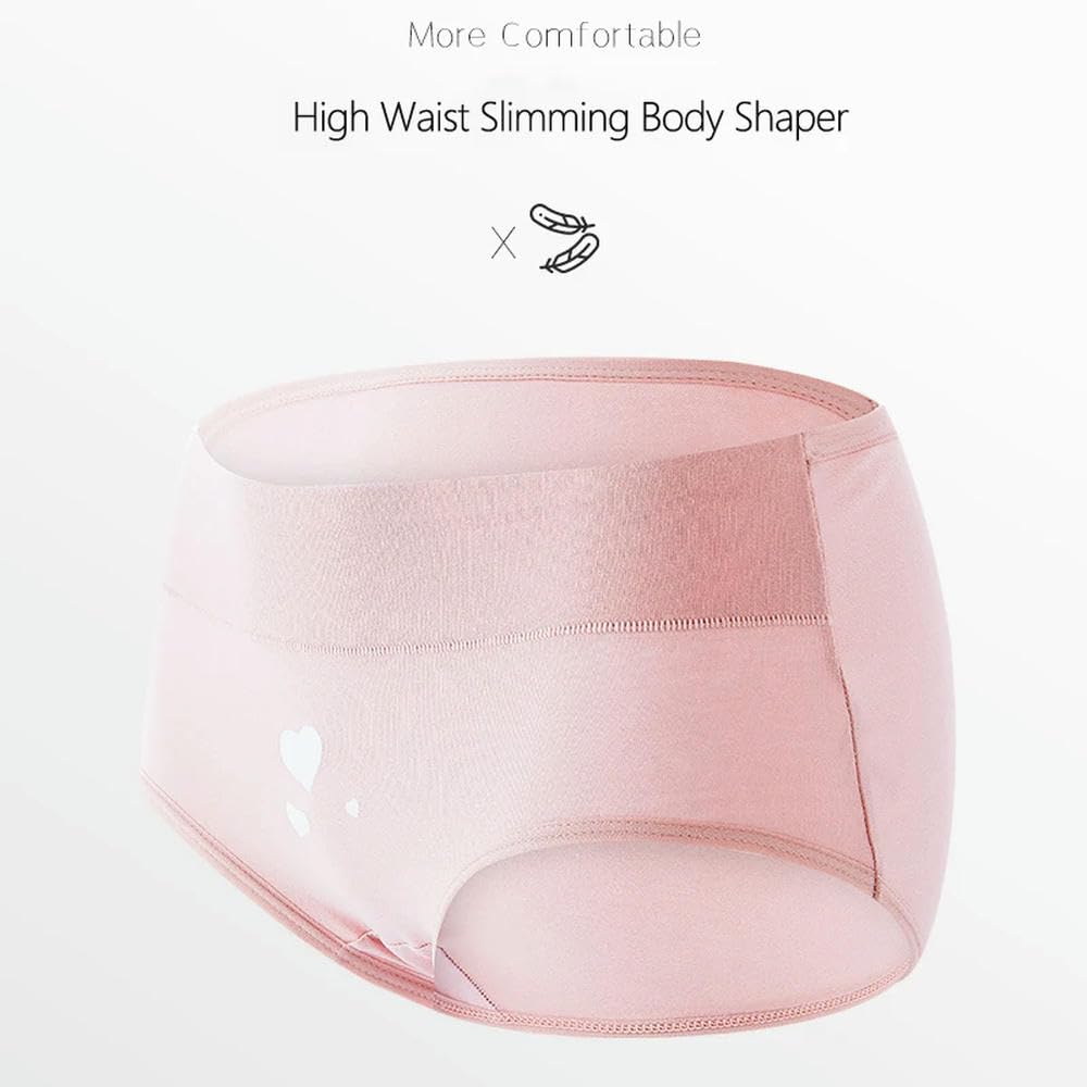 DYRBF - Bragas de algodón de cintura alta para mujer, ropa interior adelgazante, sin costuras, ropa interior sexy y transpirable para mujer, 4 piezas