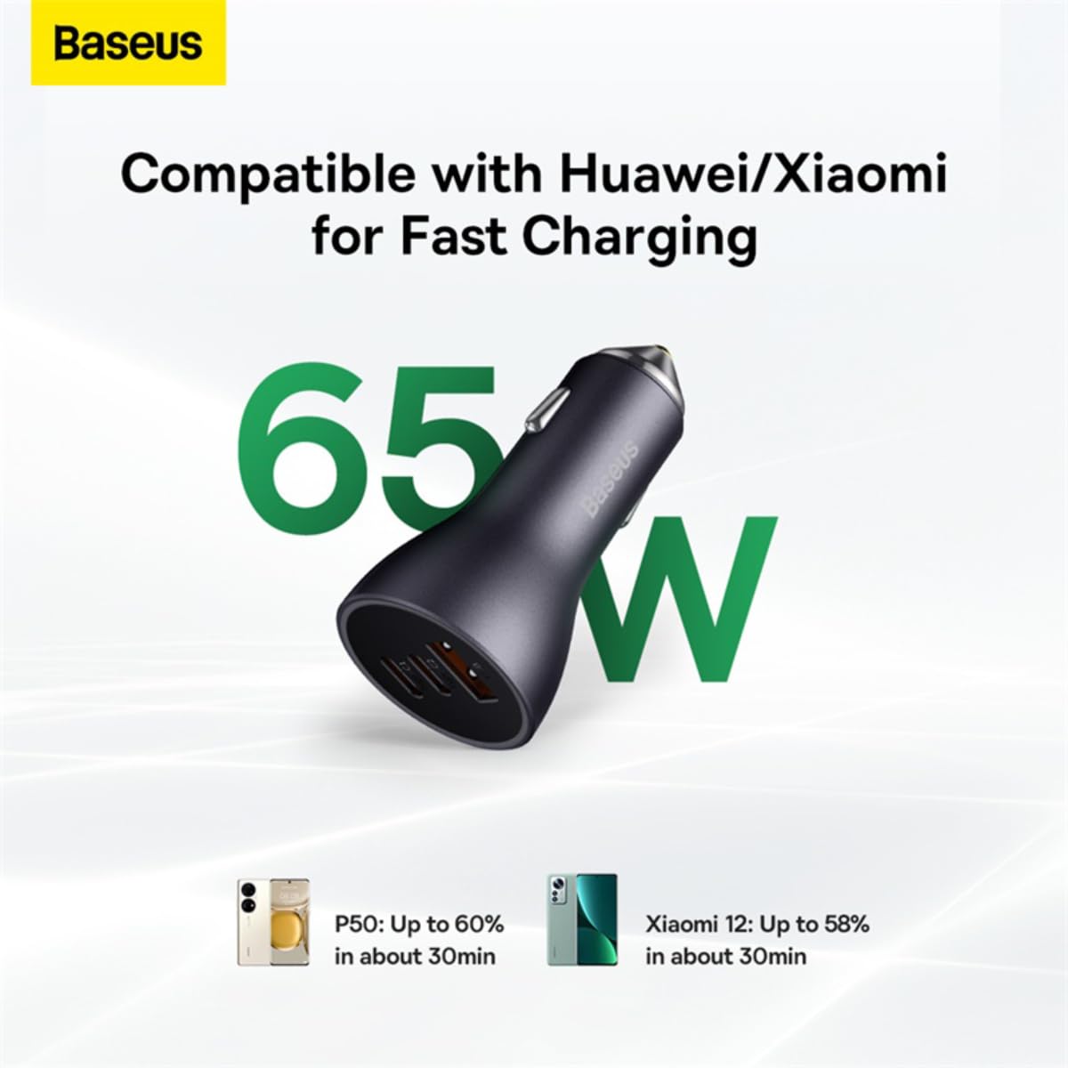 Baseus Car Charger Golden Contactor Pro C+C+U 65W Dark Gray (CGJP010013)
